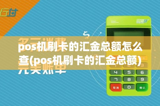 pos机刷卡的汇金总额怎么查(pos机刷卡的汇金总额)